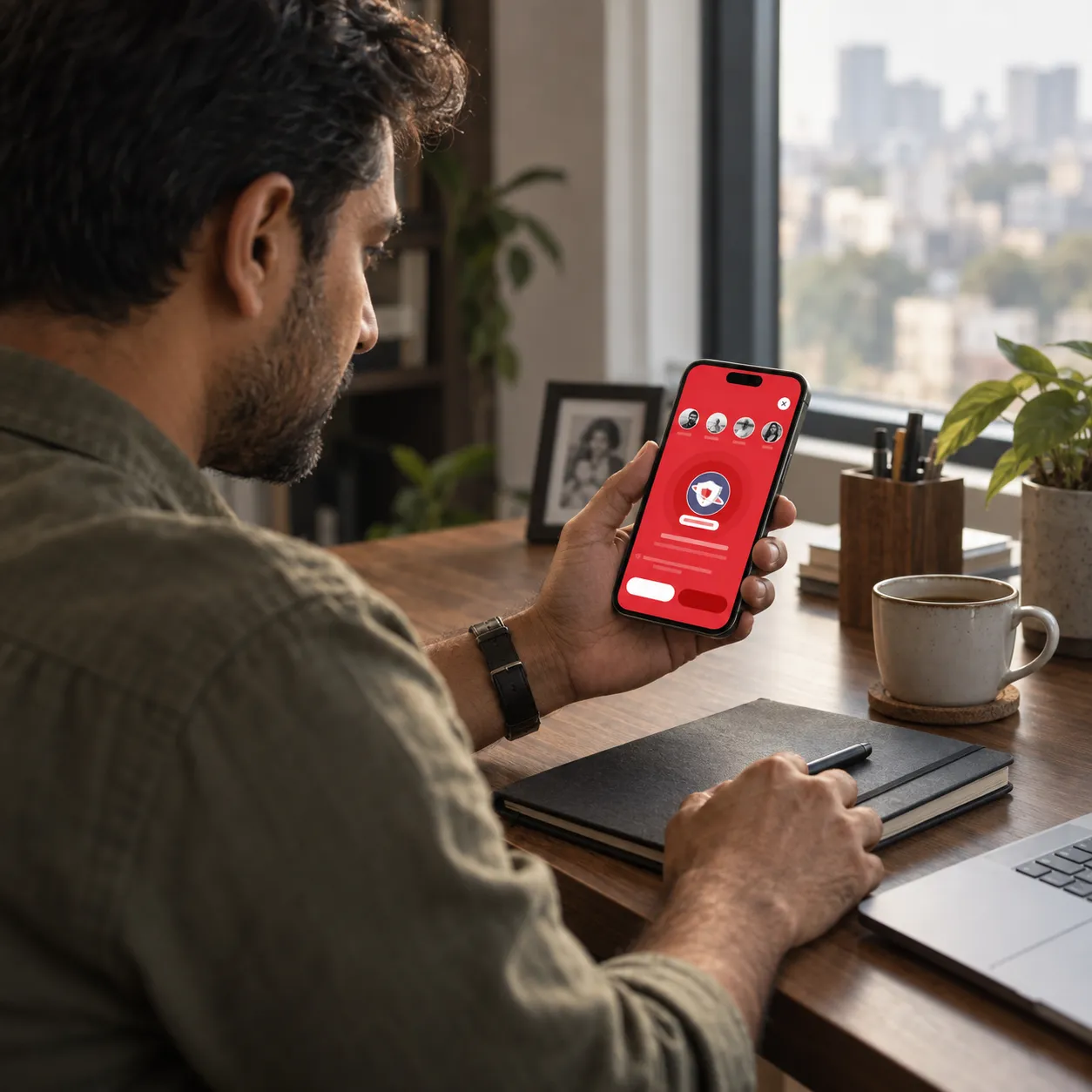 A parent and trusted family member viewing an EyEagle alert