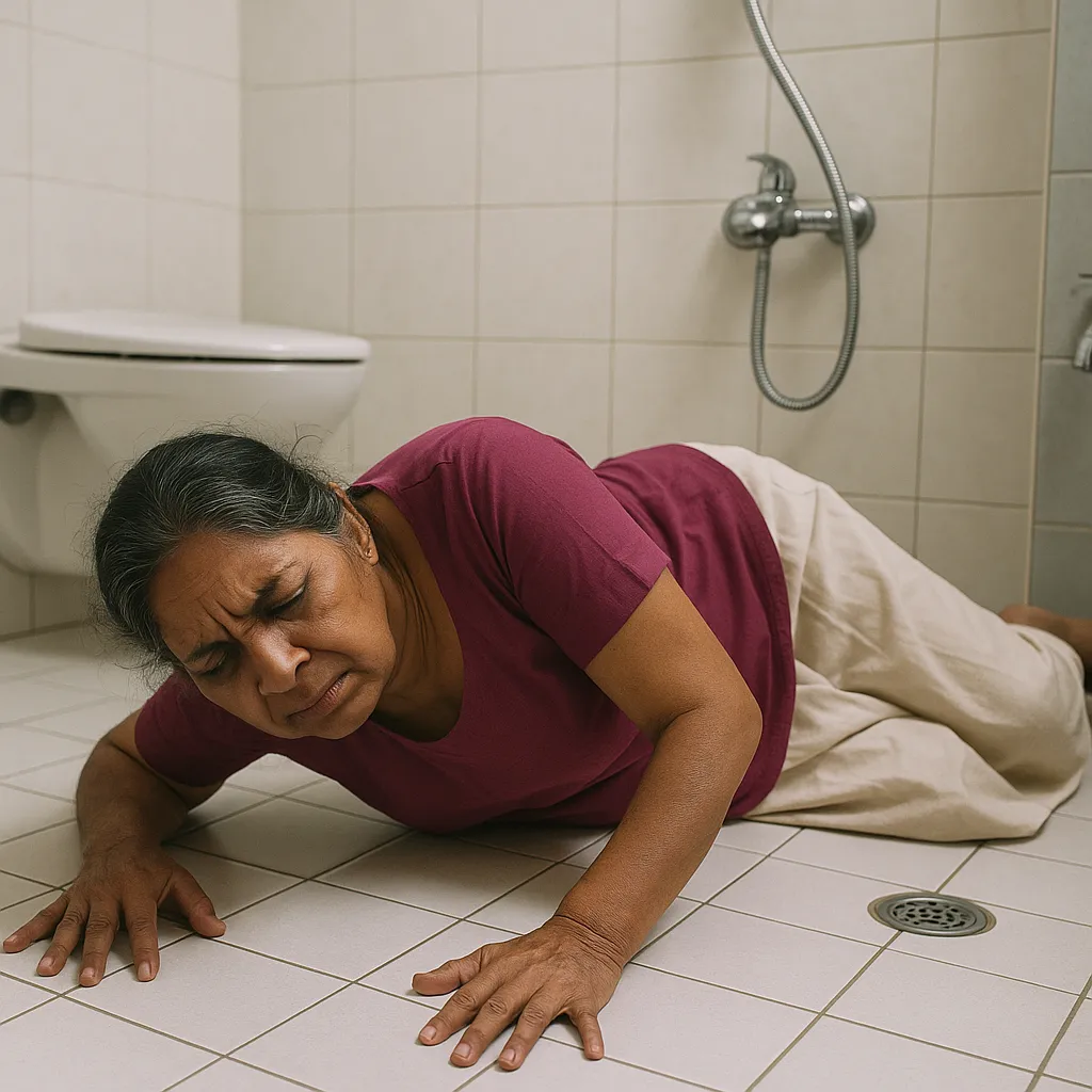 Fallen elderly woman